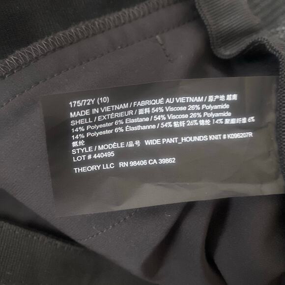 NWT Theory Wide‎ Pant Black Multi Hounds Knit Trouser Size 10 - Picture 10 of 10